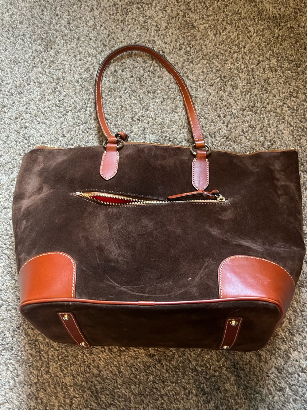 Dooney & Bourke Chocolate Brown Suede Leather Tote - Picture 7 of 13